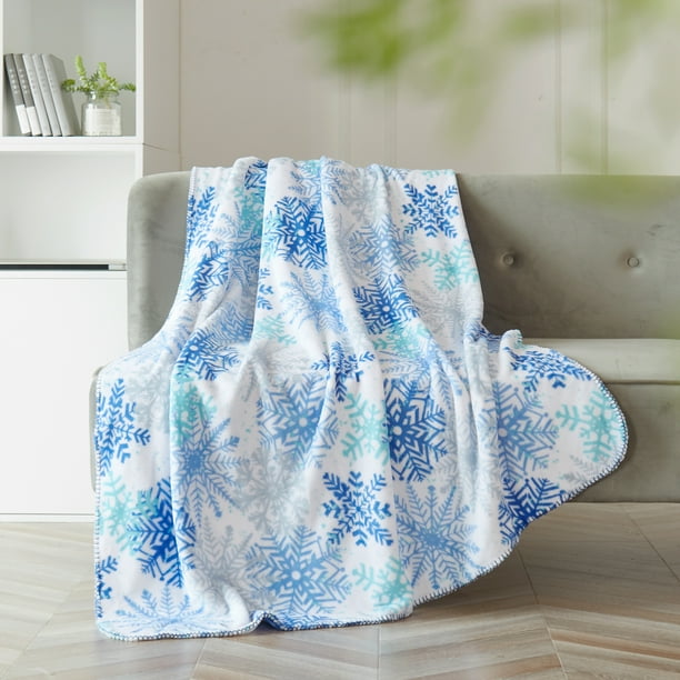 Snowflakes Accent for Couch Bed Chair Blue Grey White Winter Decorative Throw Blanket: Soft Comfy Fleece Velvet Plush Flurries of Snowflakes Snowflakes Accent for Couch Bed Chair Blue Grey White Winter Decorative Throw Blanket: Soft Comfy Fleece Velvet Plush Flurries of Snowflakes
